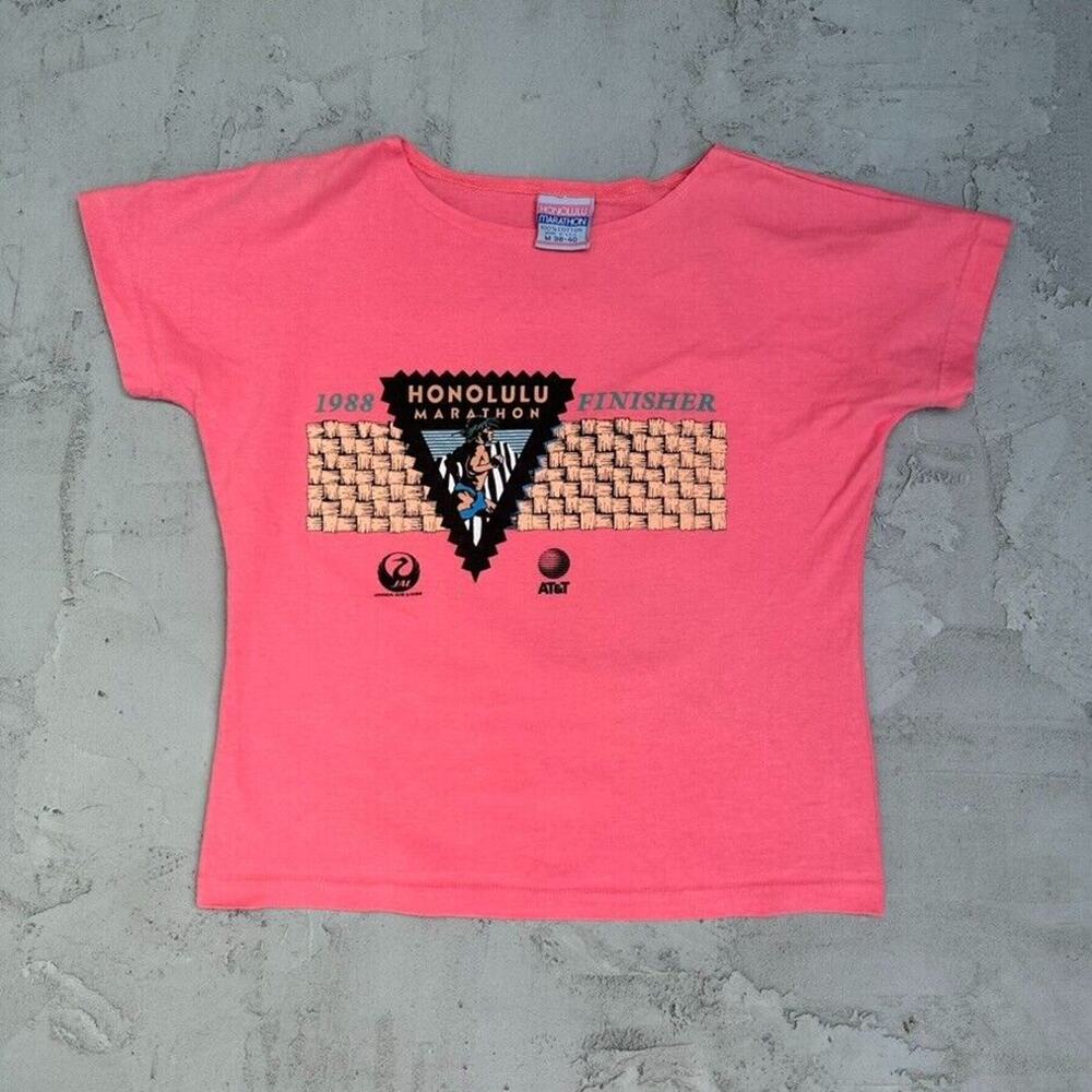 Vintage Honolulu Marathon Finisher 1988 Hawaii Salmon Women’s T Shirt